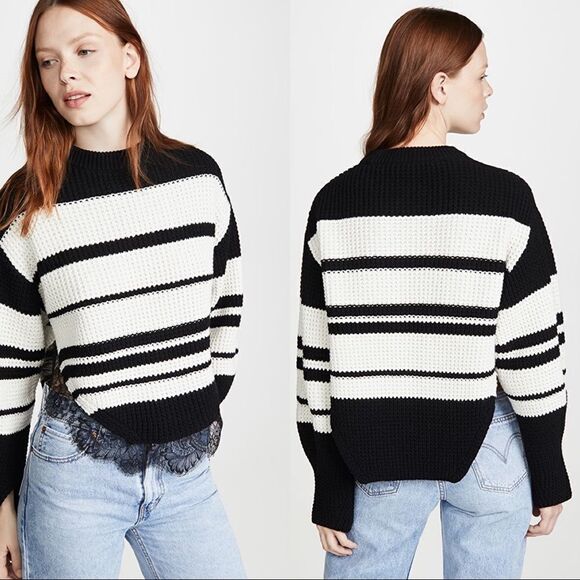 Self-Portrait Monochrome Striped Jumper - Picture 4 of 10